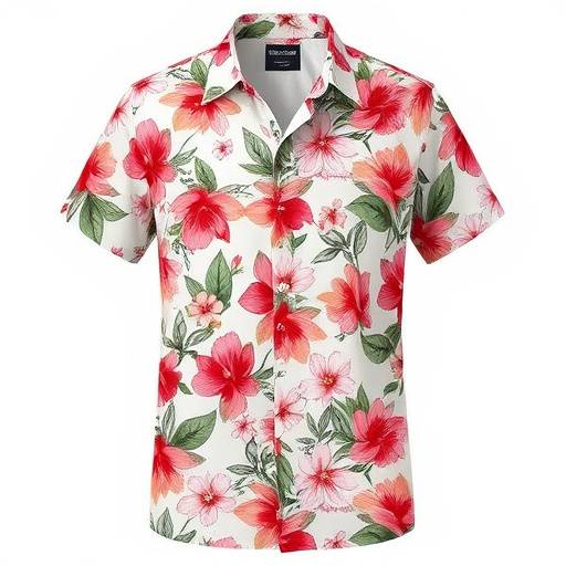 Camisa de Manga Curta Estampada. Estampa floral moderna.