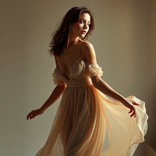Fotografia de moda com uma modelo vestindo um vestido elegante.